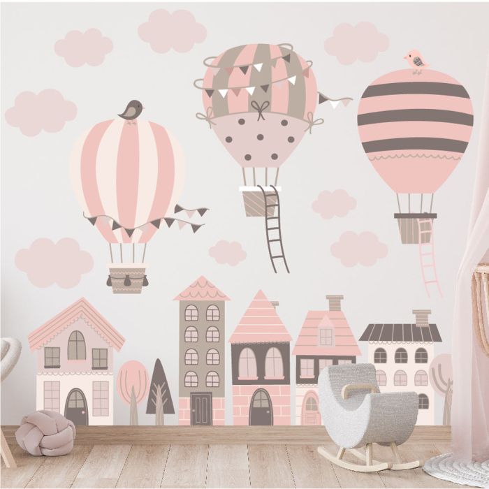 Sticker mit Ballon und Hausmotiven für Jungs