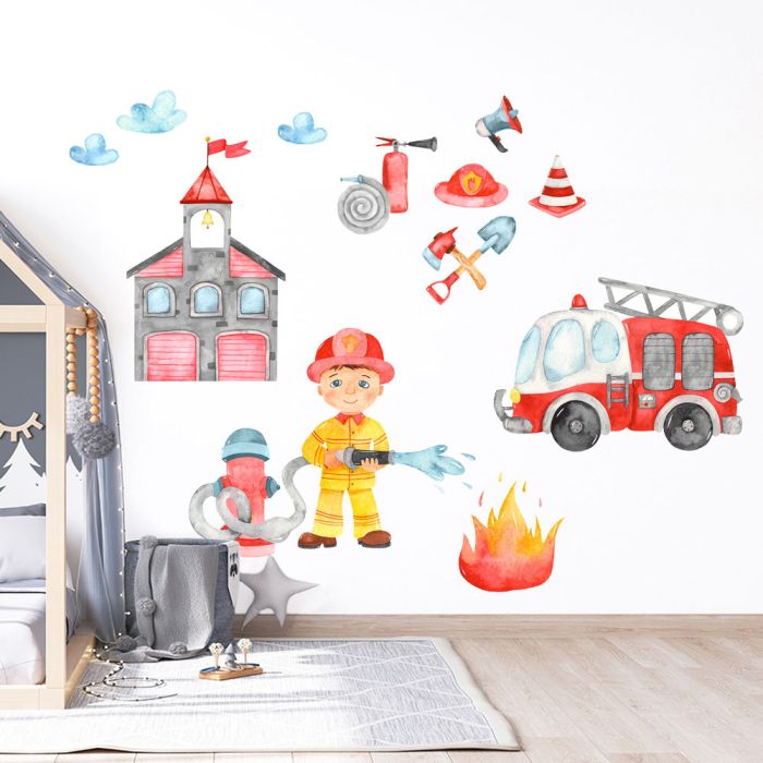 Sticker mit Feuerwehrmotiv für Jungs
