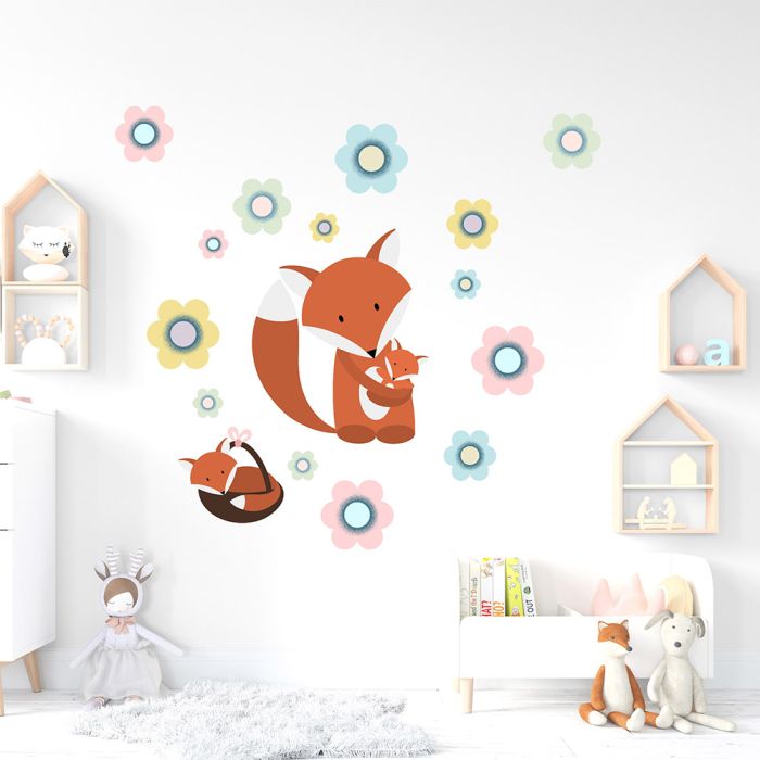 Kindersticker mit Fuchs im Korb