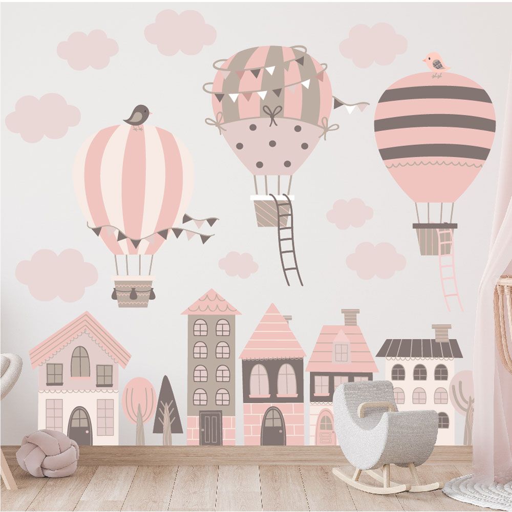 Sticker mit Ballon und Hausmotiven für Jungs