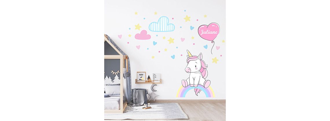 Sticker mit Einhorn und eigenem Namen