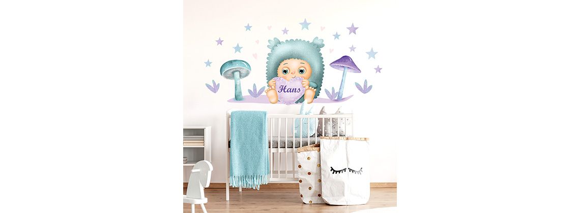 Sticker mit Kuscheltier und eigenem Namen