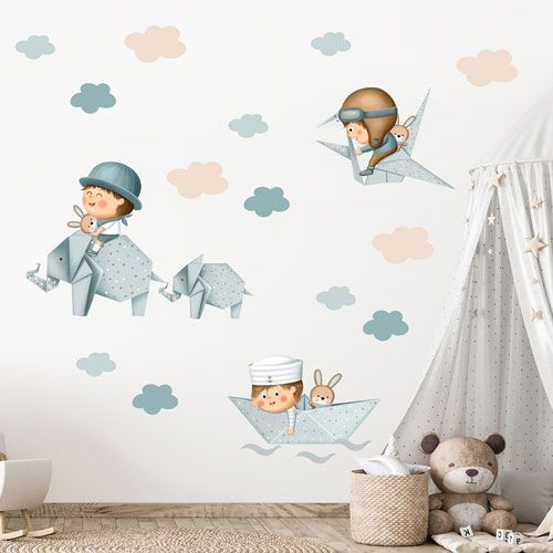 Papier-Elefanten, Papierflieger, Papierschiffchen