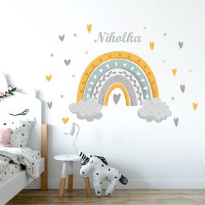Wandtattoo Regenbogen mit Namen, gelb