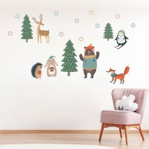 Wandtattoo Weihnachtstiere im Wald