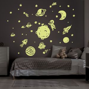 Wandtattoo Weltall, nachtleuchtend