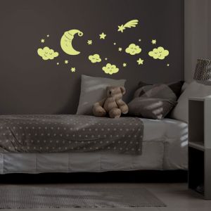 Wandtattoo Mond und Sterne, nachtleuchtend