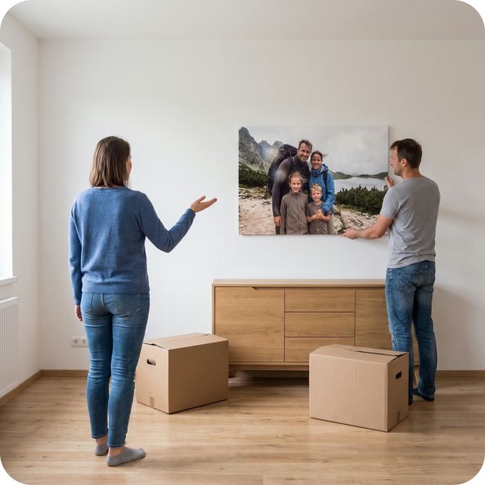 Foto auf Leinwand vom Familienausflug in der neuen Wohnung