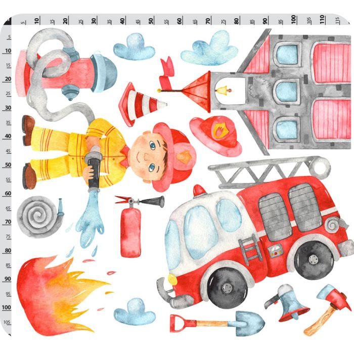 Sticker mit Feuerwehrmotiv für Jungs - Druckbogen