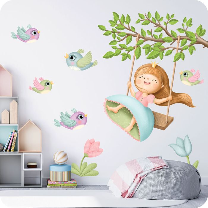 Wandsticker Mädchen auf Schaukel