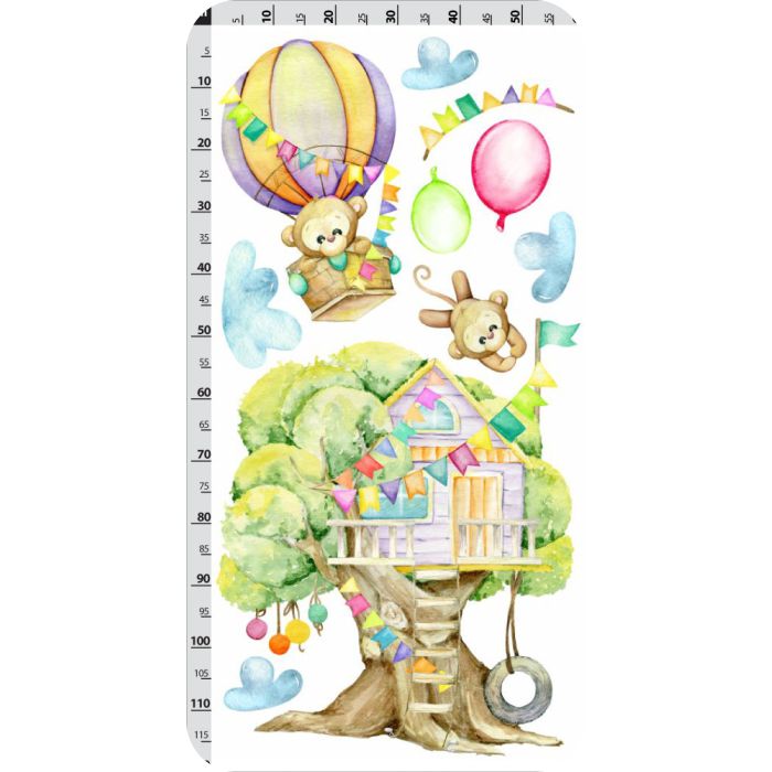 Baumhaus und Äffchen im Heißluftballon
