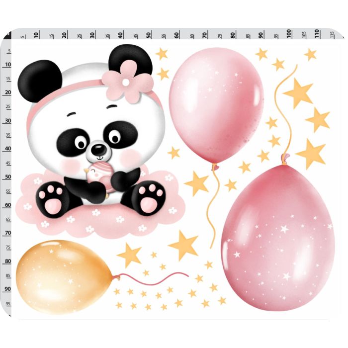 Wandtattoo Panda mit Luftballons