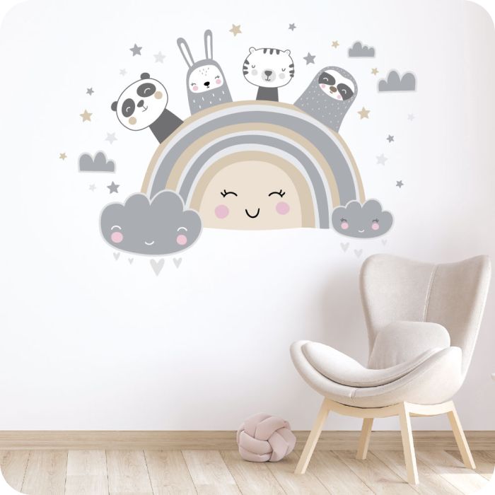 Wandtattoo Regenbogen und Tiere