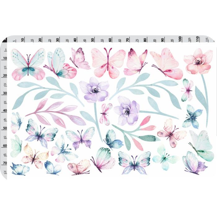 Wandtattoo Schmetterlinge und Blumen
