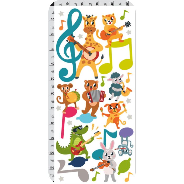 Wandtattoo Musiknoten mit Tieren, bunt