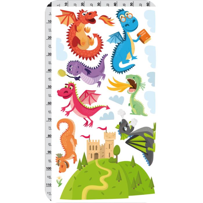 Wandtattoo Drachen und Burg