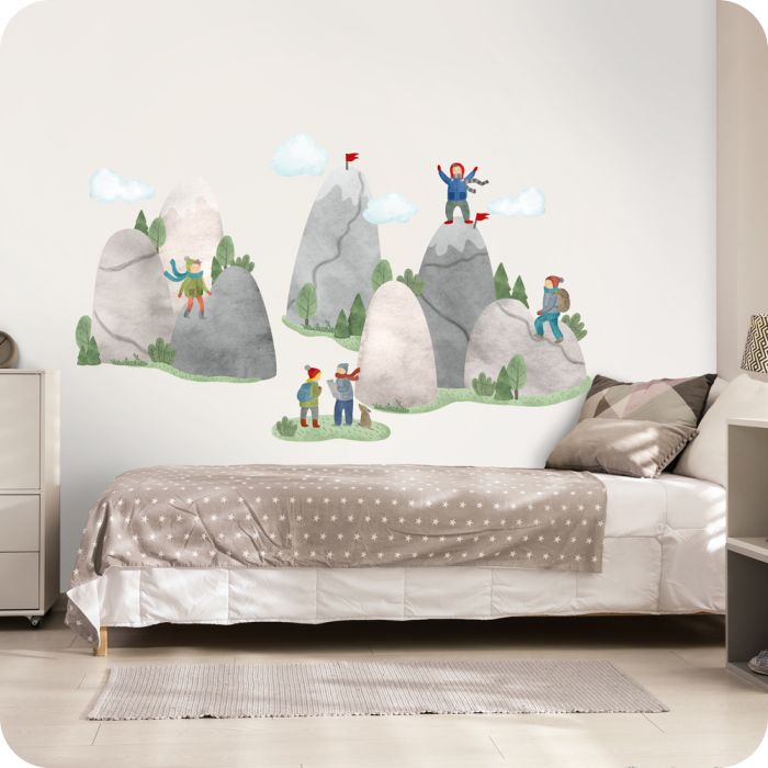 Wandtattoo Wanderer in den Bergen