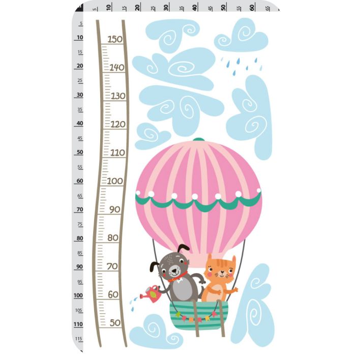 Wandtattoo Messlatte Katze und Hund, rosa