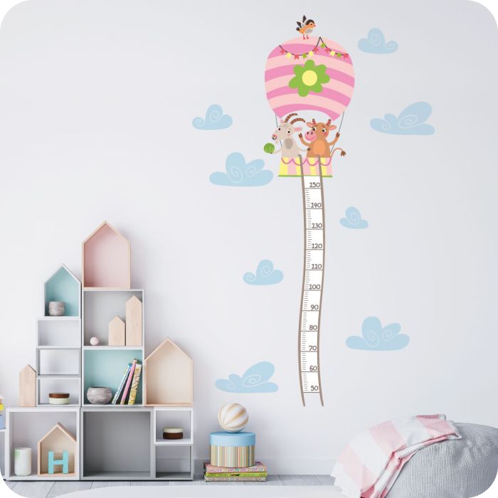 Wandtattoo Messlatte Ziege und Kuh für Mädchen