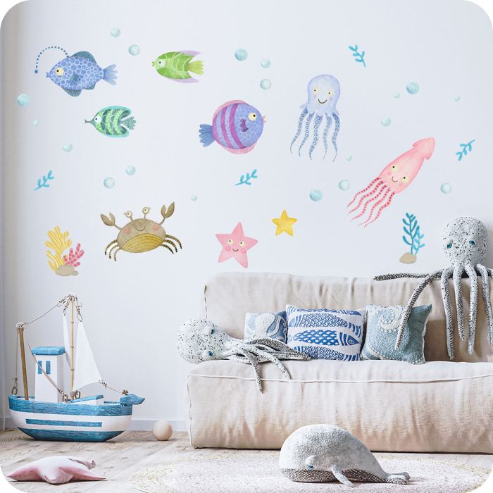 Wandtattoo bunte Fische
