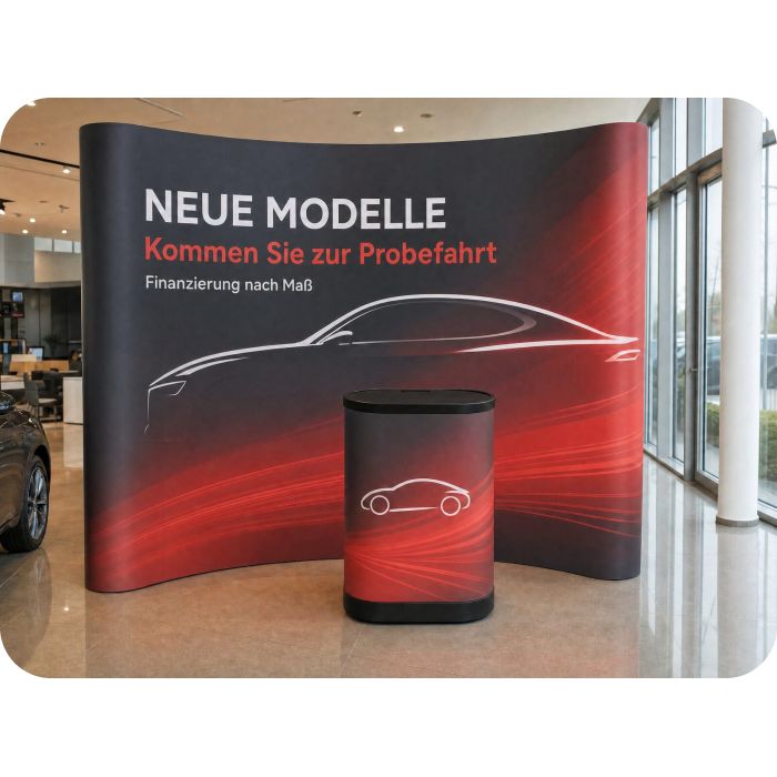 Pop-up-Wand – im Autohaus mit Theke