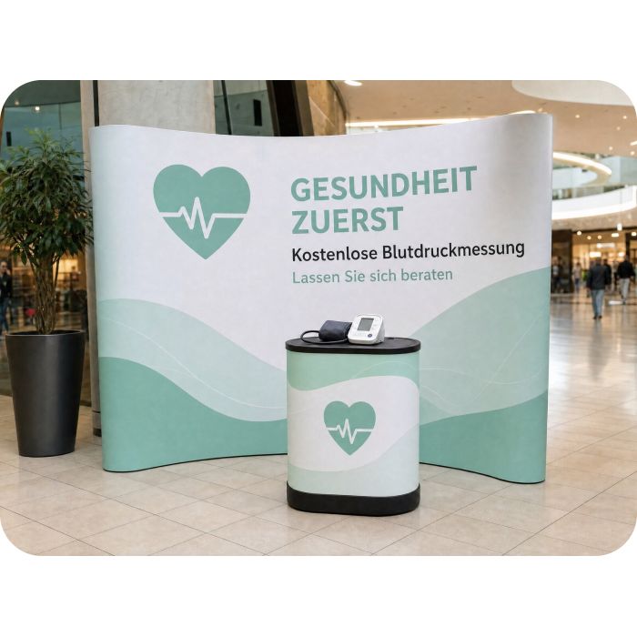 Pop-up-Wand – Gesundheitsaktion im Einkaufszentrum