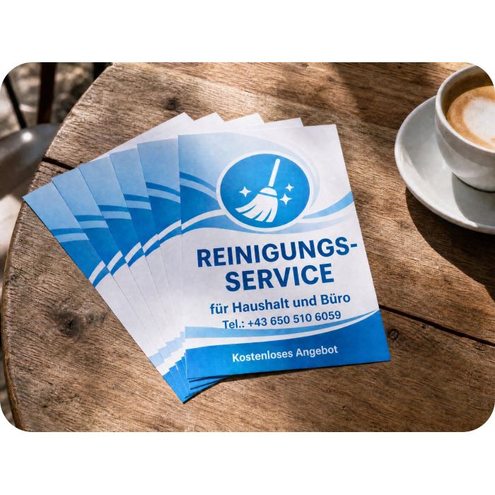 Prospekte – Flyer eines Reinigungsdienstes