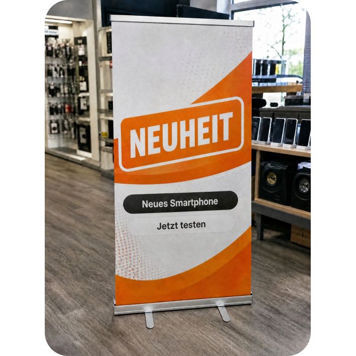 Roll Up Standard – neues Smartphone im Elektronikgeschäft