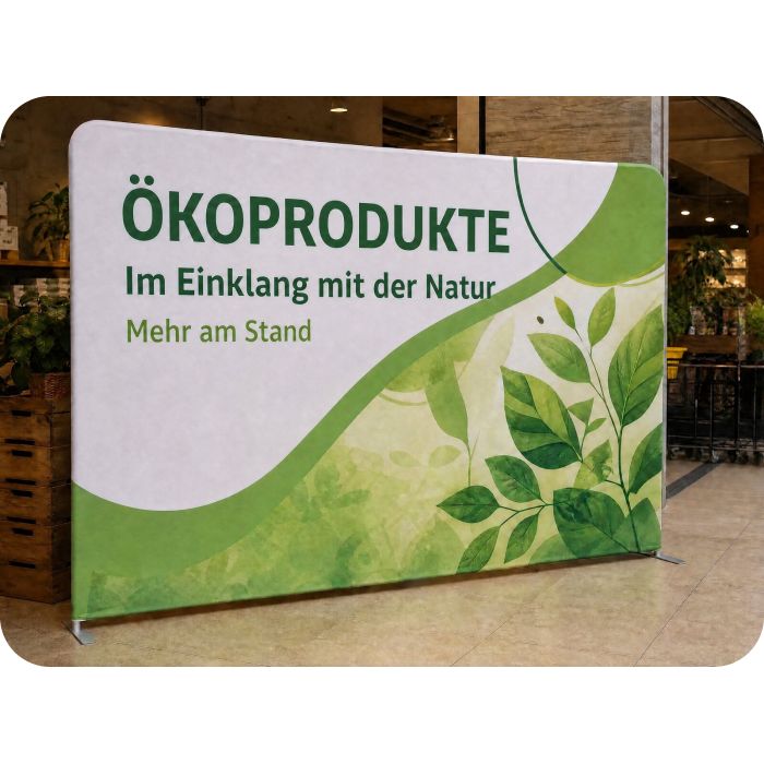 Präsentationswand aus Stoff – Stand für Ökoprodukte
