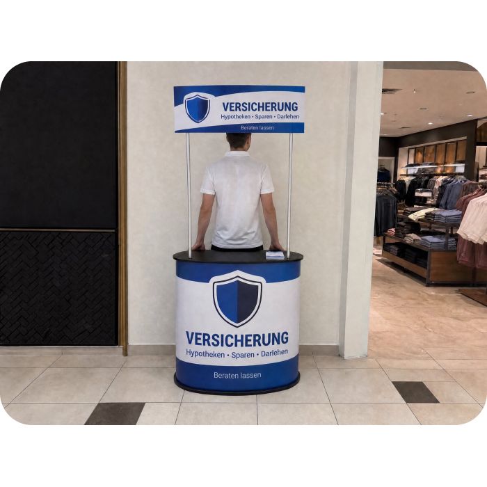 Präsentationstisch Standard – Versicherungsaktion im Einkaufszentrum