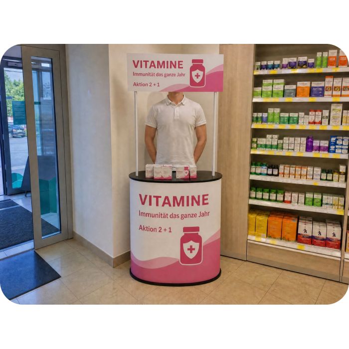 Präsentationstisch Standard – Vitamine in der Apotheke