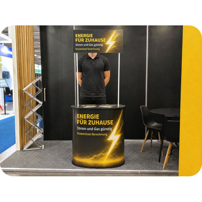 Präsentationstisch Standard – Energieangebot auf einer Messe