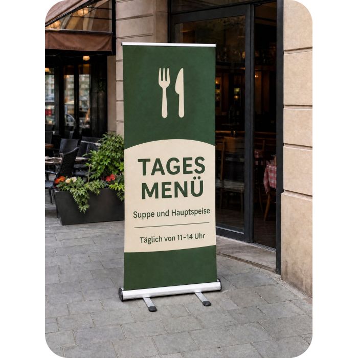 Roll Up Outdoor – Tagesmenü vor einem Restaurant