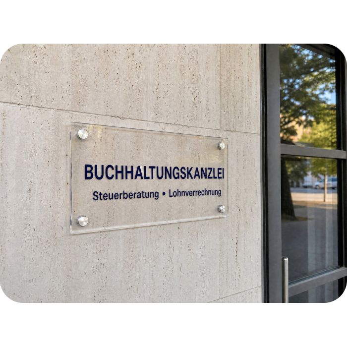 Werbeschilder aus Plexiglas – BUCHHALTUNGSKANZLEI