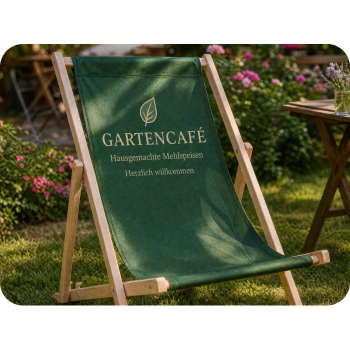 Liegestühle mit Druck – Gartencafé