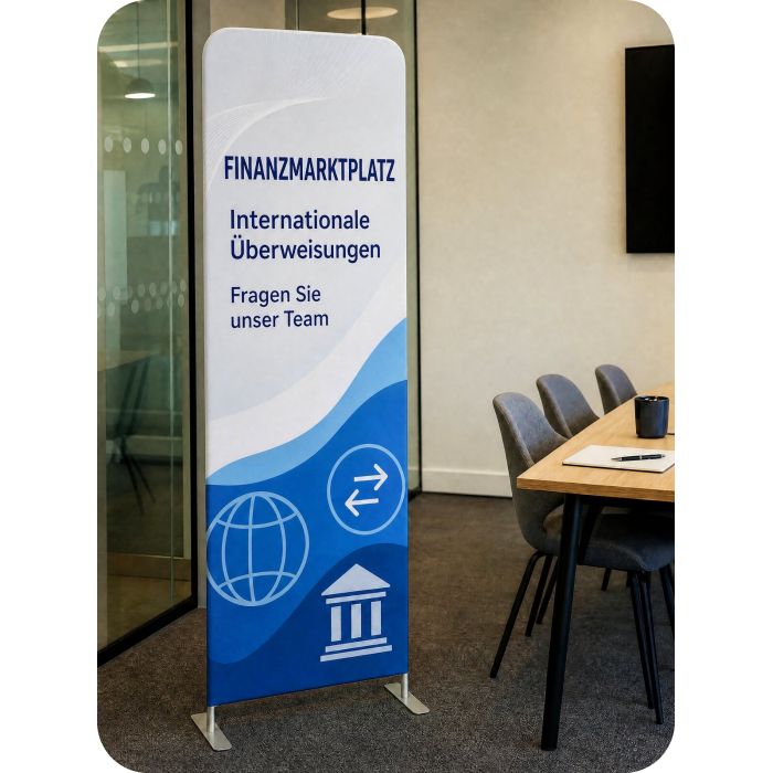 Textil-Werbedisplay – FINANZMARKTPLATZ