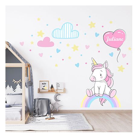 Sticker mit Einhorn und eigenem Namen