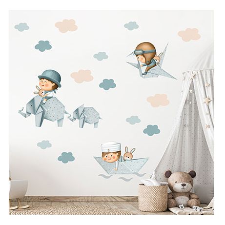 Papier-Elefanten, Papierflieger, Papierschiffchen