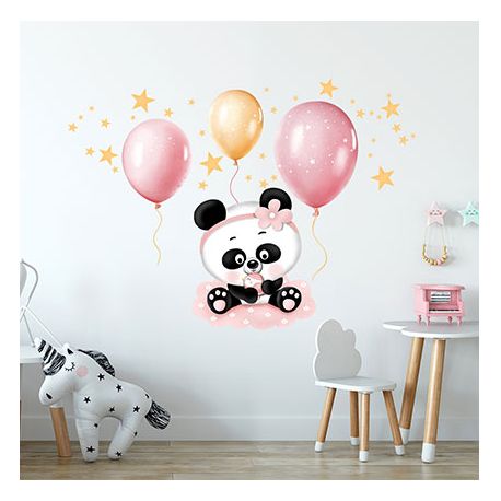 Wandtattoo Panda mit Luftballons