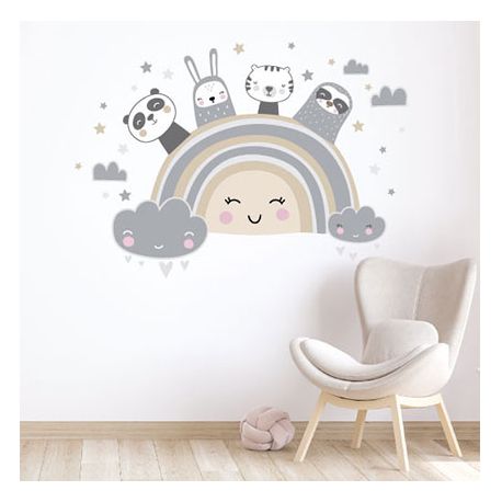 Wandtattoo Regenbogen und Tiere