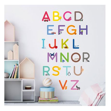 Wandtattoo Alphabet, bunt