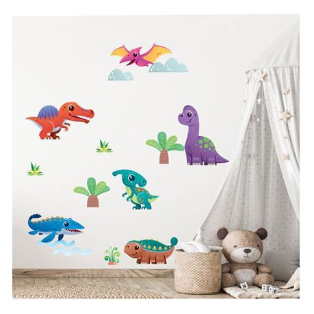 Wandtattoo bunte Dinosaurier