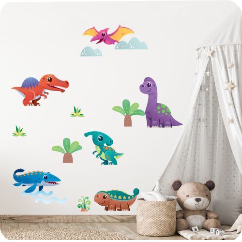 Wandtattoo bunte Dinosaurier