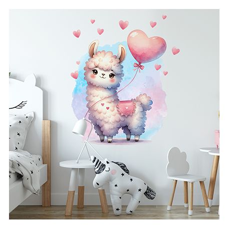 Wandtattoo Lama mit Luftballon