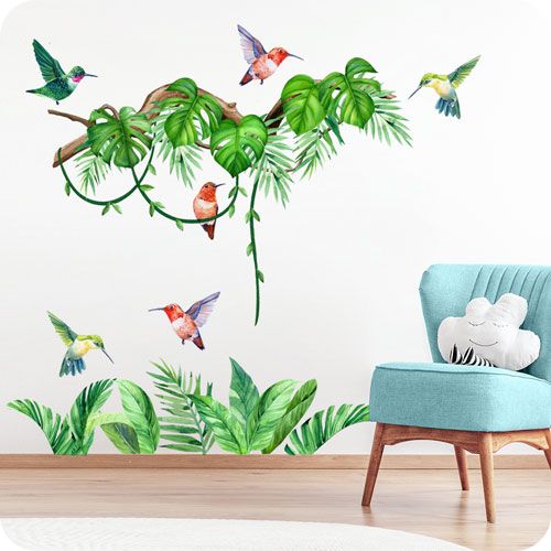 Wandtattoo Kolibris im Dschungel