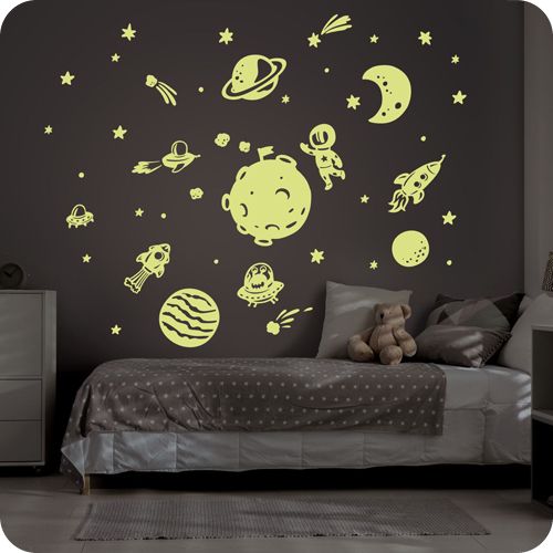 Wandtattoo Weltall, nachtleuchtend