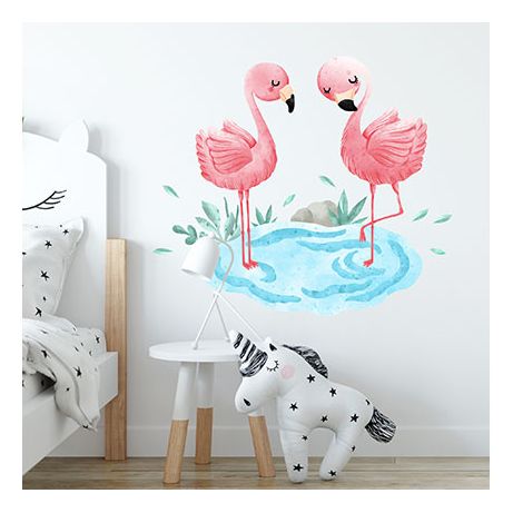 Wandtattoo Flamingos im Teich