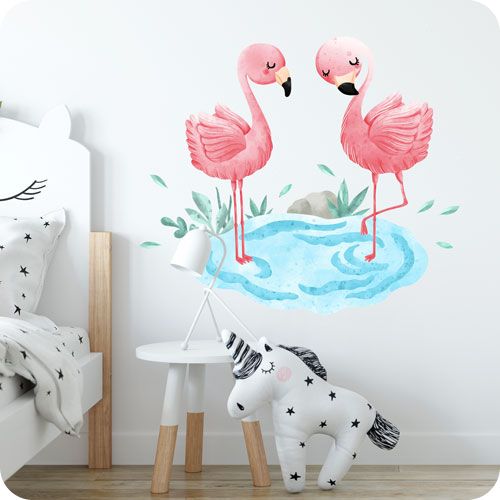 Wandtattoo Flamingos im Teich