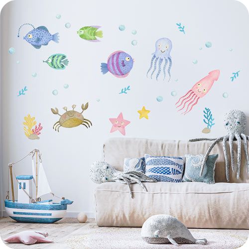 Wandtattoo bunte Fische