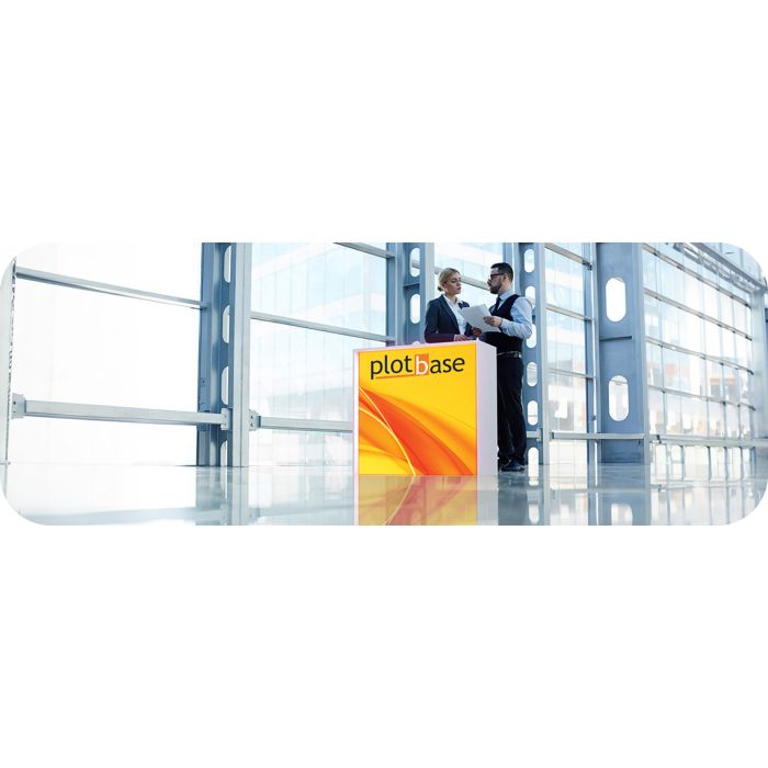 LED-Werbetheke mit Ablage
